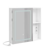 SPIEGELSCHRANK mit LED-Beleuchtung und Steckdosen BZR239-E-W - Ahornfarben, Fell (60/60/15.5cm) - SoBuy