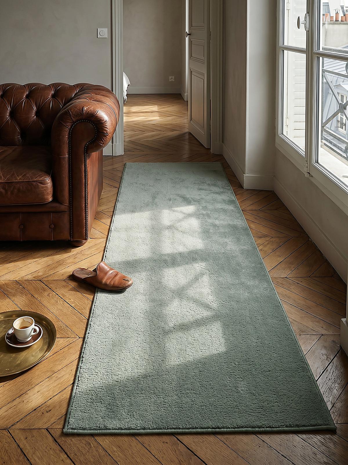 TEPPICHLÄUFER Antirutsch Uni RUTOR Polyester Grün 80 x 150 cm - Grün, Textil (80/150cm) - KADIMA DESIGN