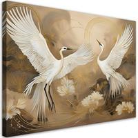 WANDBILD kraniche vögel tiere - Beige, Textil (60/40cm) - Feeby