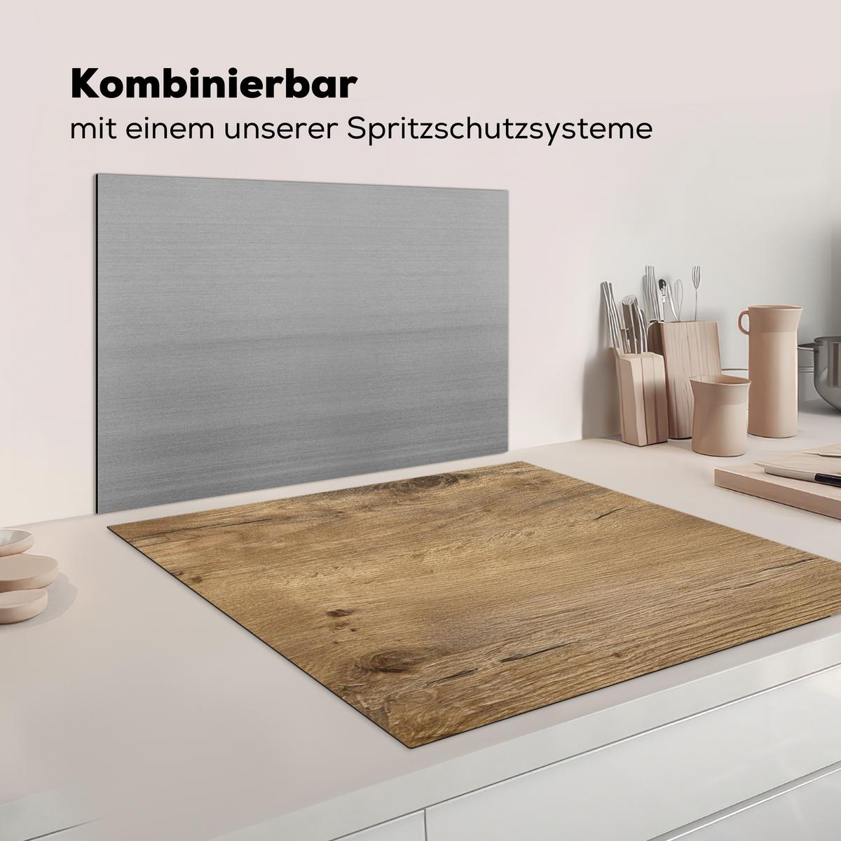 HERDABDECKPLATTE Holz - Braun - Holzoptik Induktionsmatte 78x78 cm - Eichefarben, Kunststoff (78/78/0.2cm) - MuchoWow