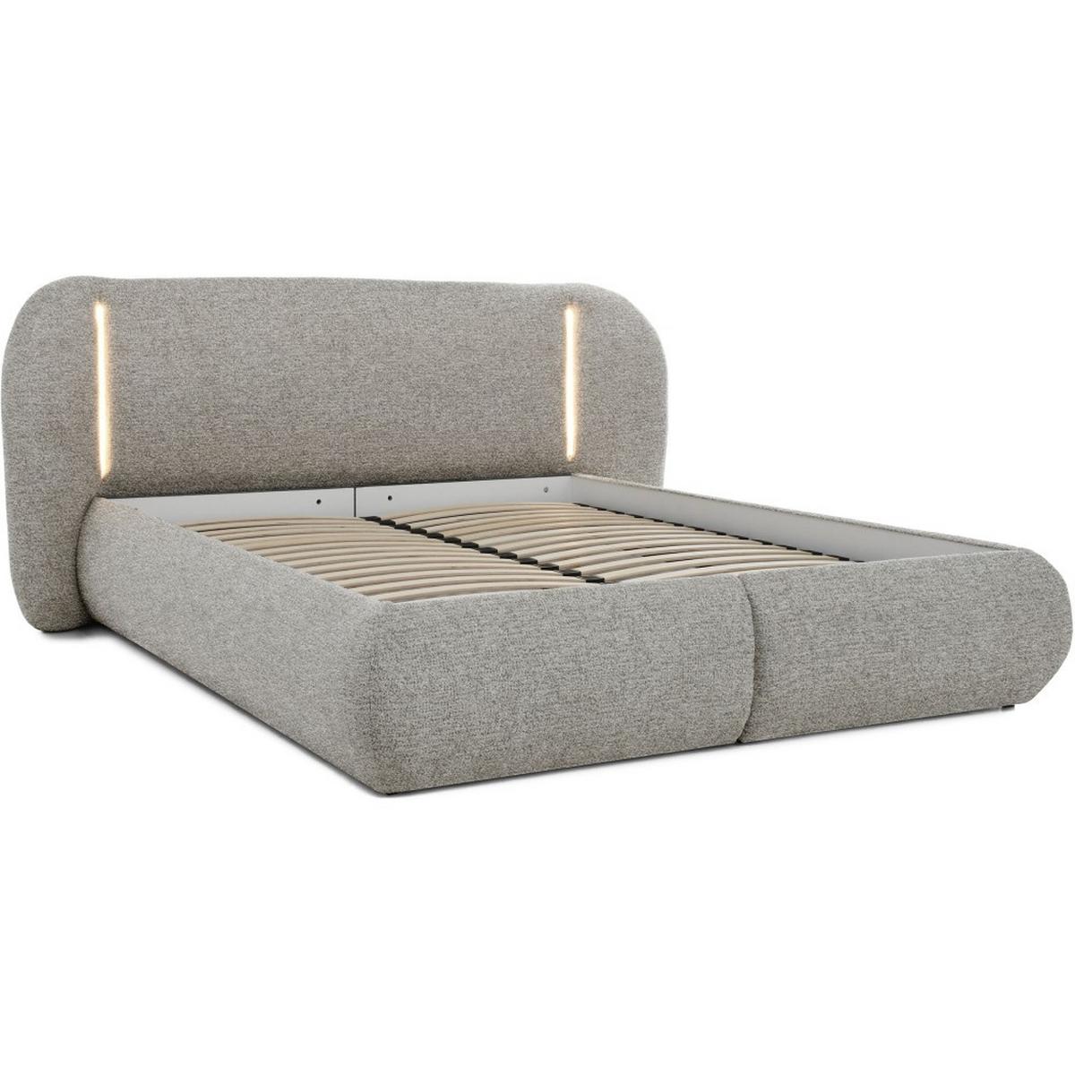 POLSTERBETT Corfu mit LED-Beleuchtung, mit Bettkasten, rundliche Formen, 180x200, Cappuccino - Cappuccino, Textil/Metall (180/200cm) - Beautysofa