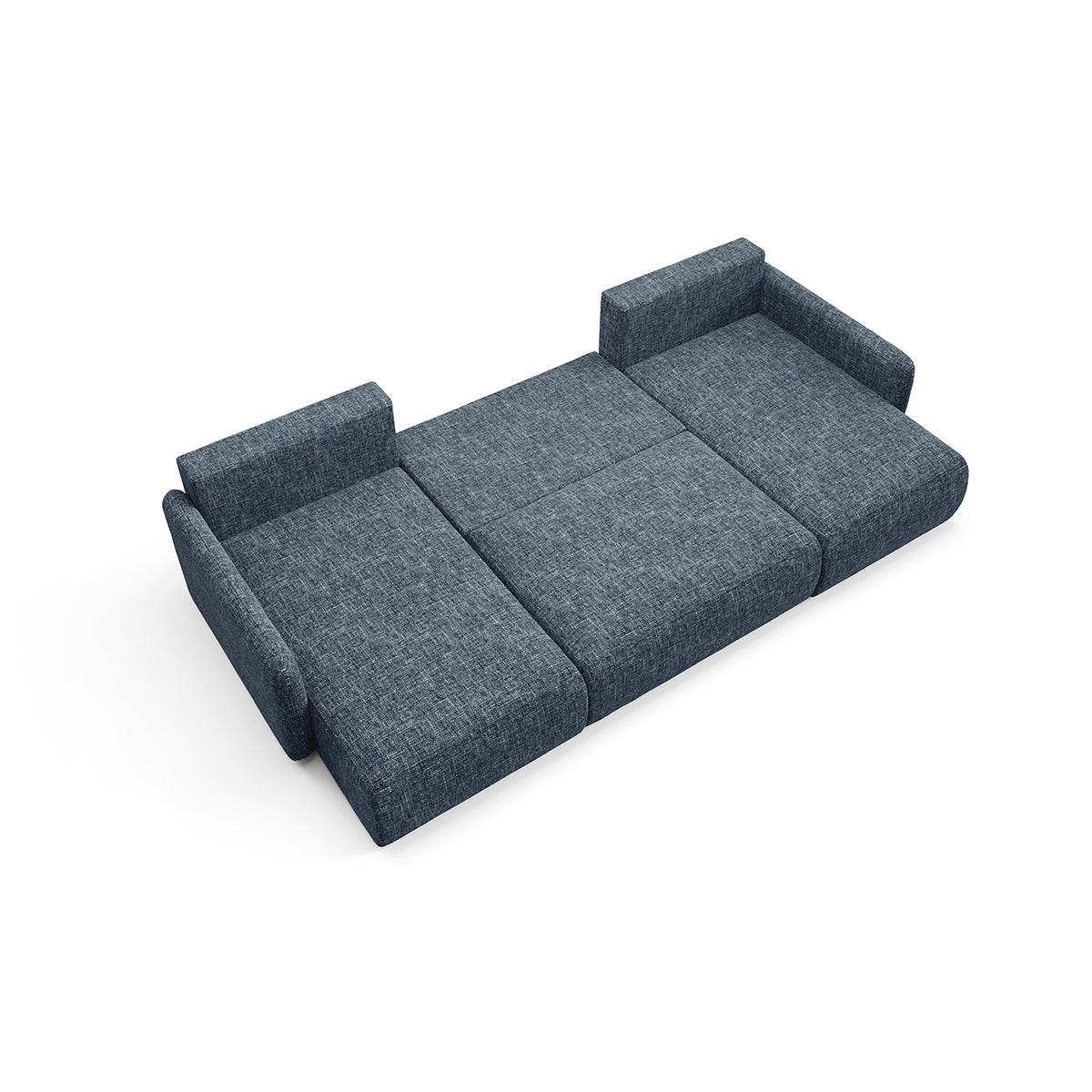 PANORAMASOFA Lazare 4 Sitzplätze Blau - Blau, Holz (290/86/148cm) - Petits-meubles