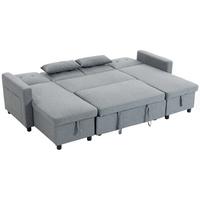 ECKSOFA Polyester Grau - Schwarz/Grau, Holz/Kunststoff (147/85/241cm) - HOMCOM