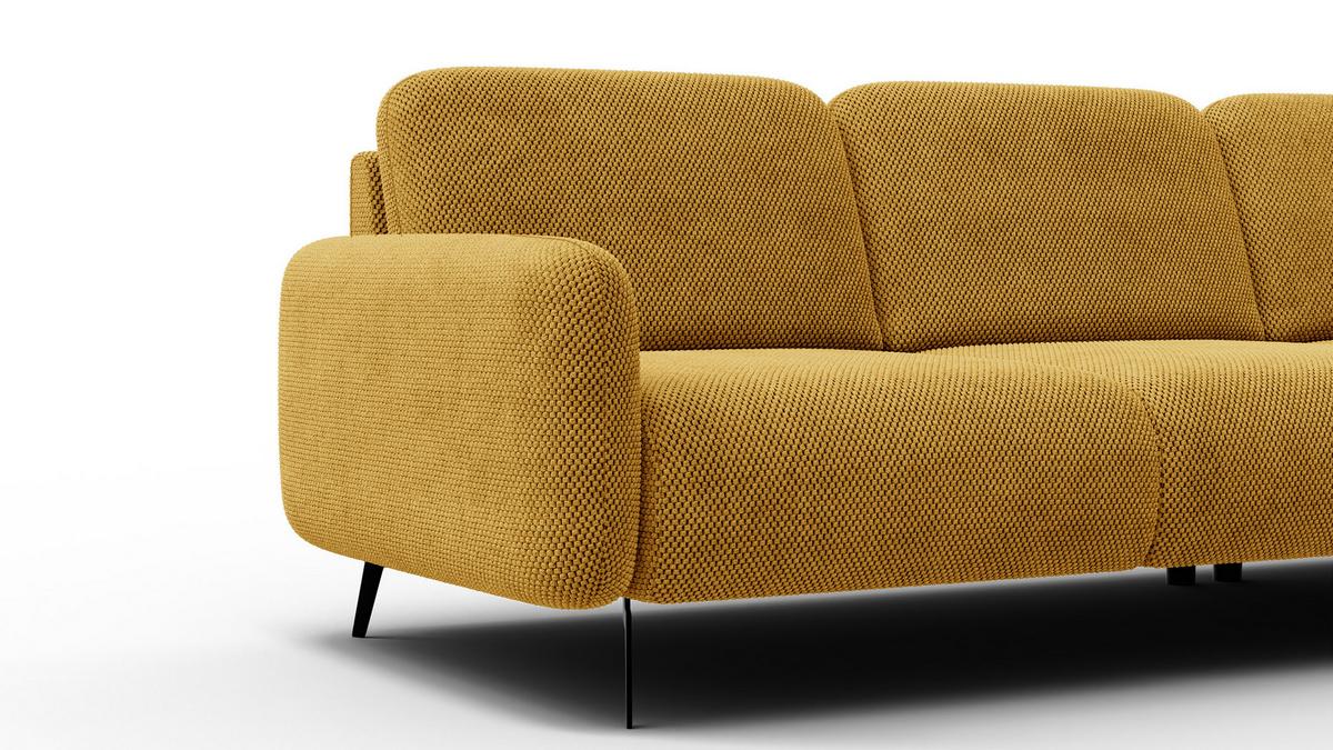ECKSOFA FEBE 4-Sitzer rechts, dunkelgelb - Gelb/Schwarz, Holz/Textil (264/157cm) - Wozimo
