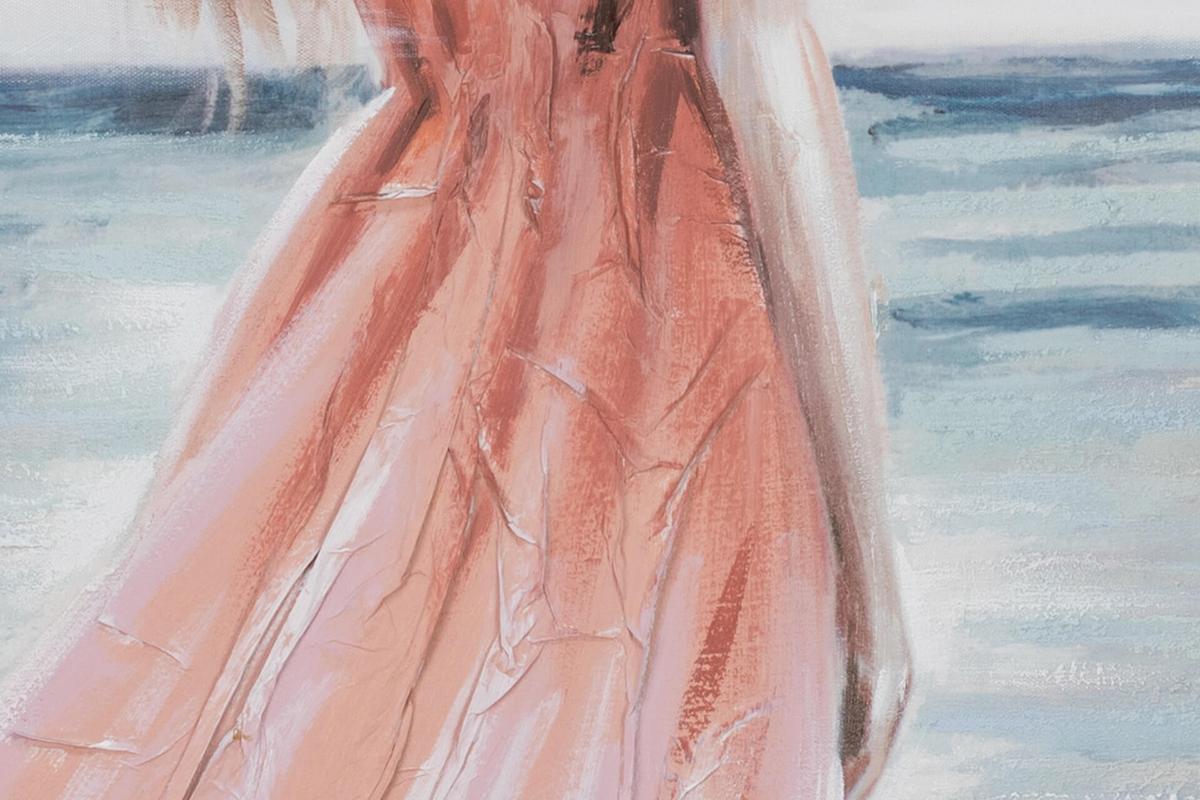 ACRYLBILD HANDGEMALT 60/90 cm - Blau/Pink, Holz/Textil (60/90cm) - KUNSTLOFT