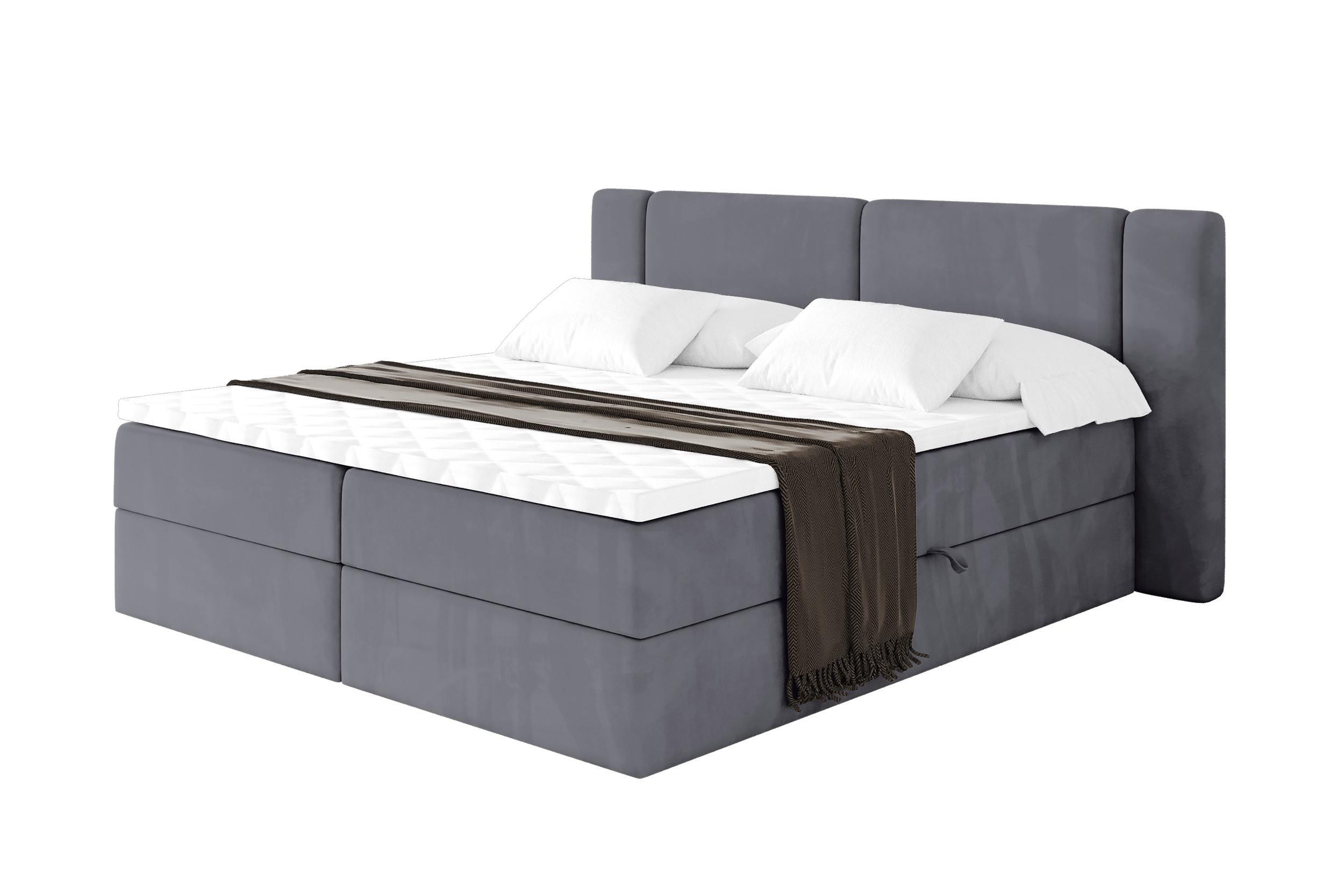 BOXBETT mit Matratze H3 - EVON - 180x200 cm Dunkelgrau - Dunkelgrau, Holzwerkstoff (180/200cm) - ALTDECOR