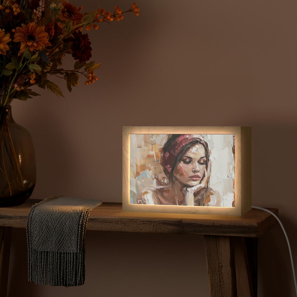 WANDLEUCHTE Frau - Lackierung - Porträt - Modern 30x20 cm - Braun, Holzwerkstoff (30/20/8cm) - OnlyWow