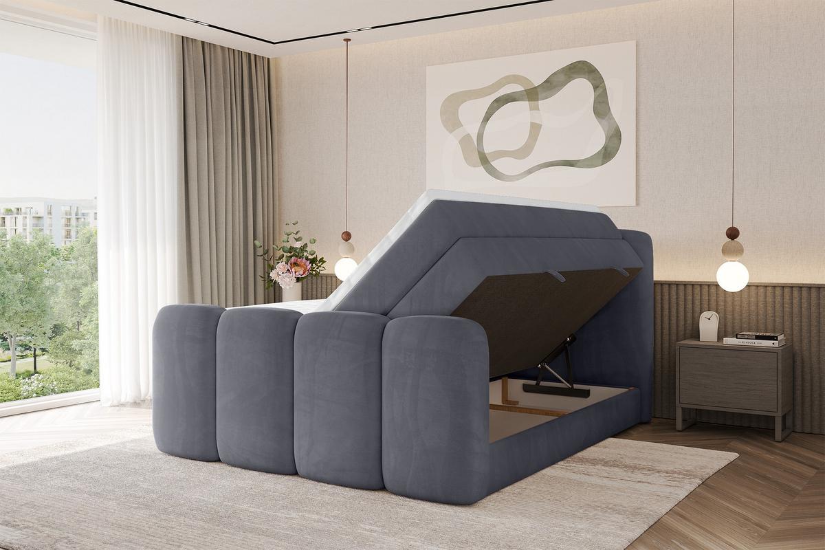 BOXBETT mit Matratze H3|H4 und Lattenrost - NINA-Z KING - 200x200 cm Casablanca - Dunkelgrau - Dunkelgrau, Holzwerkstoff (200/200cm) - ALTDECOR