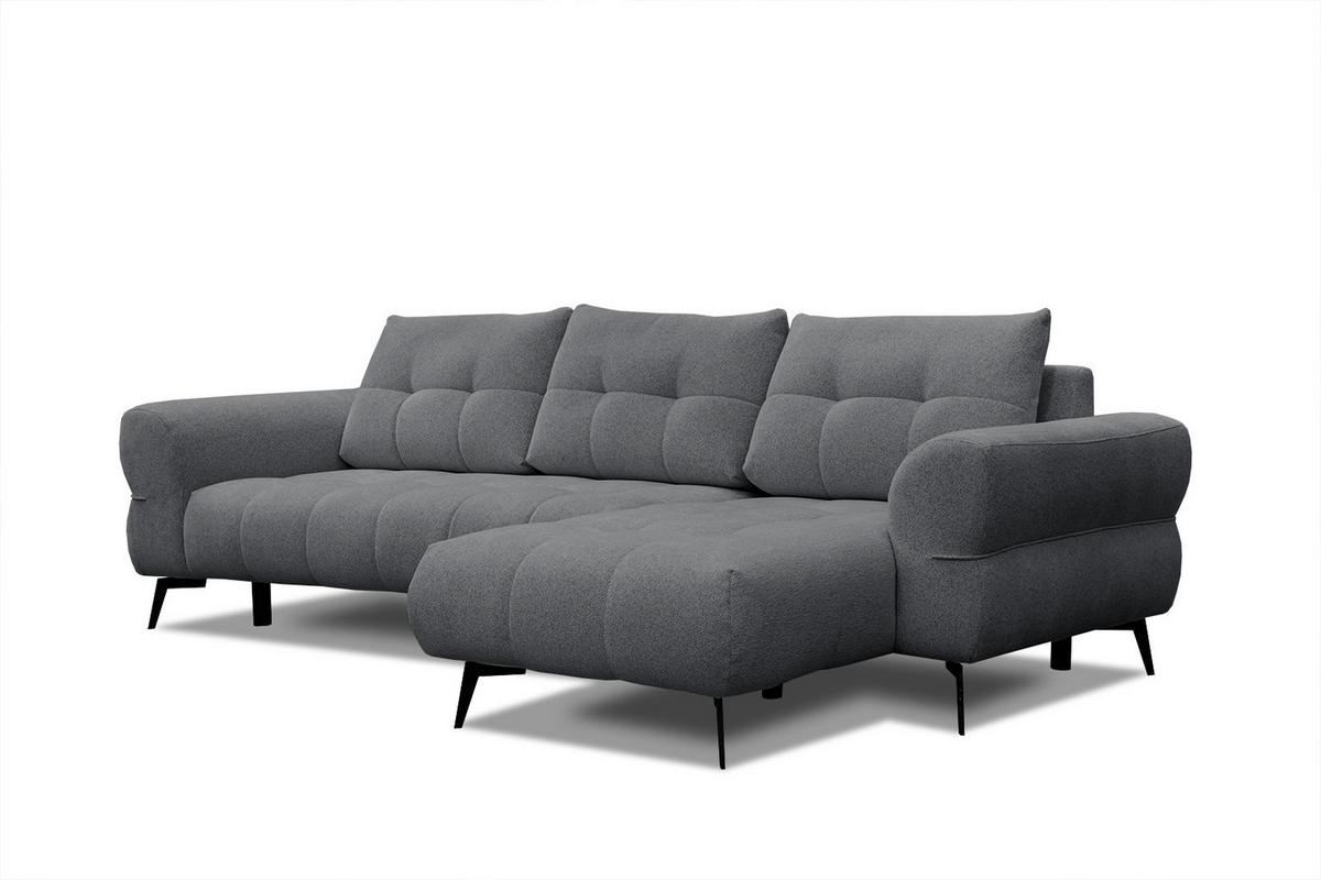 ECKSOFA SALVINI 4-Sitzer, graphitfarben - Graphitfarben/Schwarz, Holzwerkstoff/Textil (292/158cm) - Wozimo