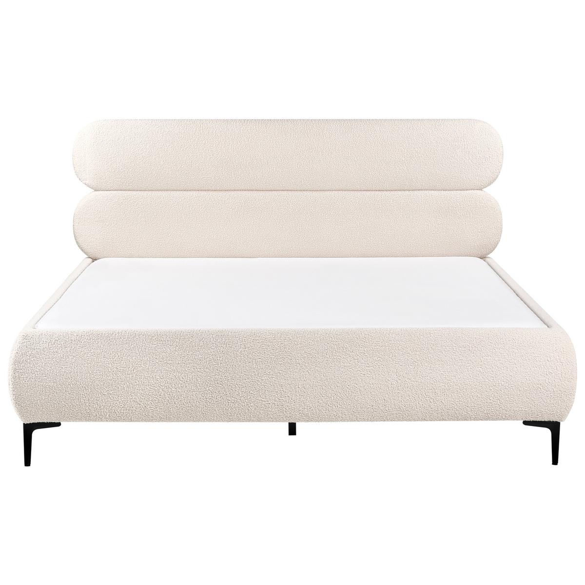 BETT mit Lattenrost 180/200 cm Cremeweiß Lessay - Schwarz/Weiß, Textil (180/200cm) - Beliani