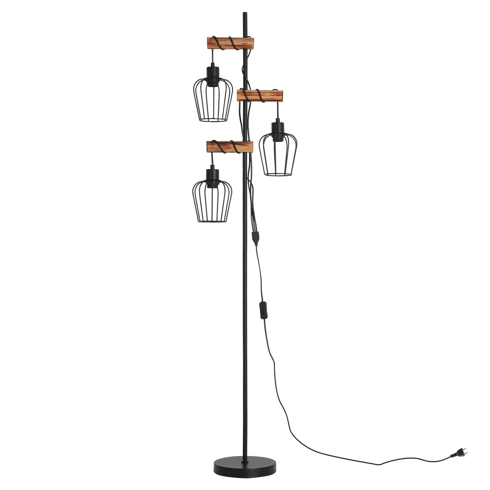 STEHLAMPE Telven 16/14/162 cm - Schwarz/Braun, Holz/Metall (16/14/162cm) - ZMH