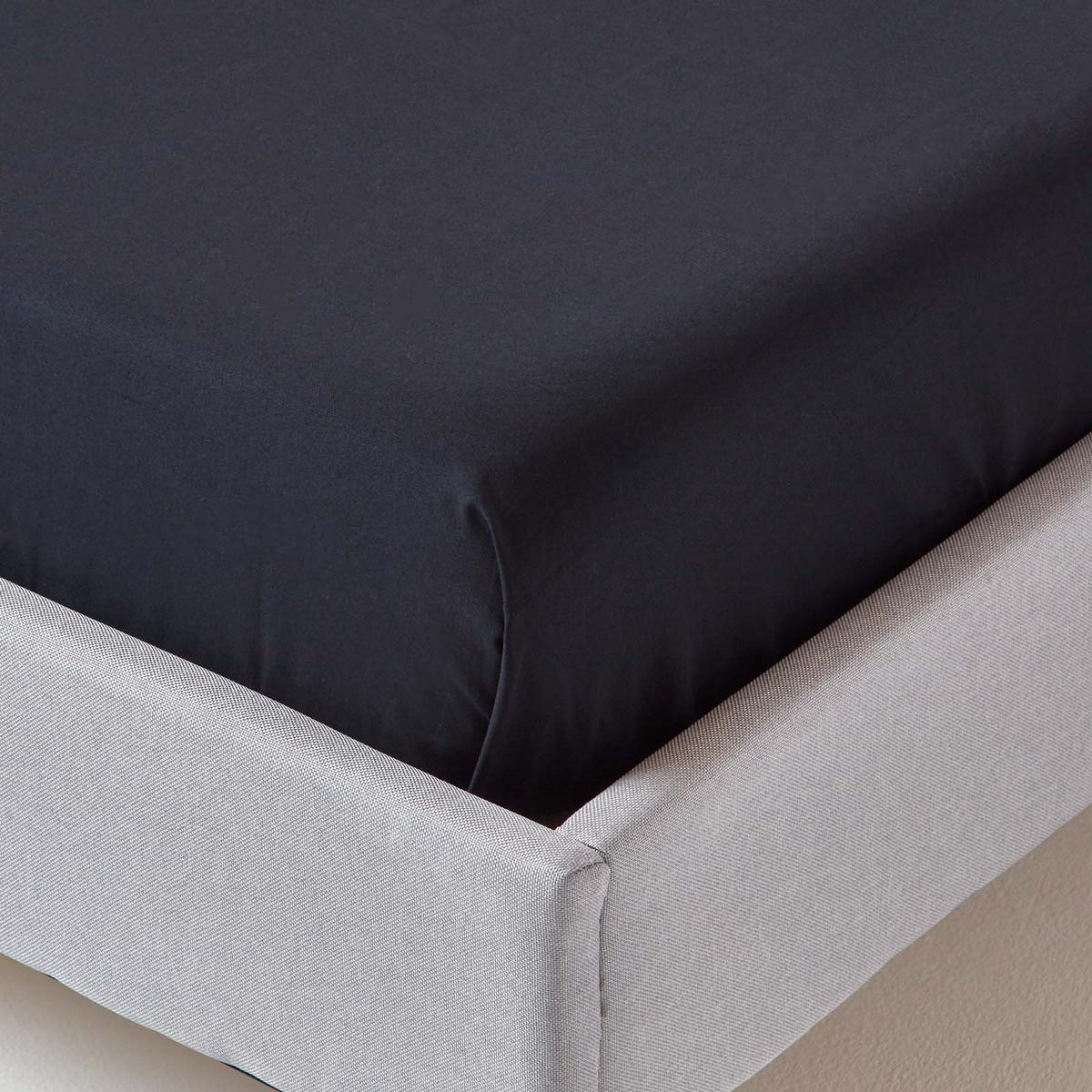 BETTLAKEN ohne Gummizug, Ägyptische Baumwolle, Fadendichte 200 - Schwarz, Textil (180/290cm) - Homescapes