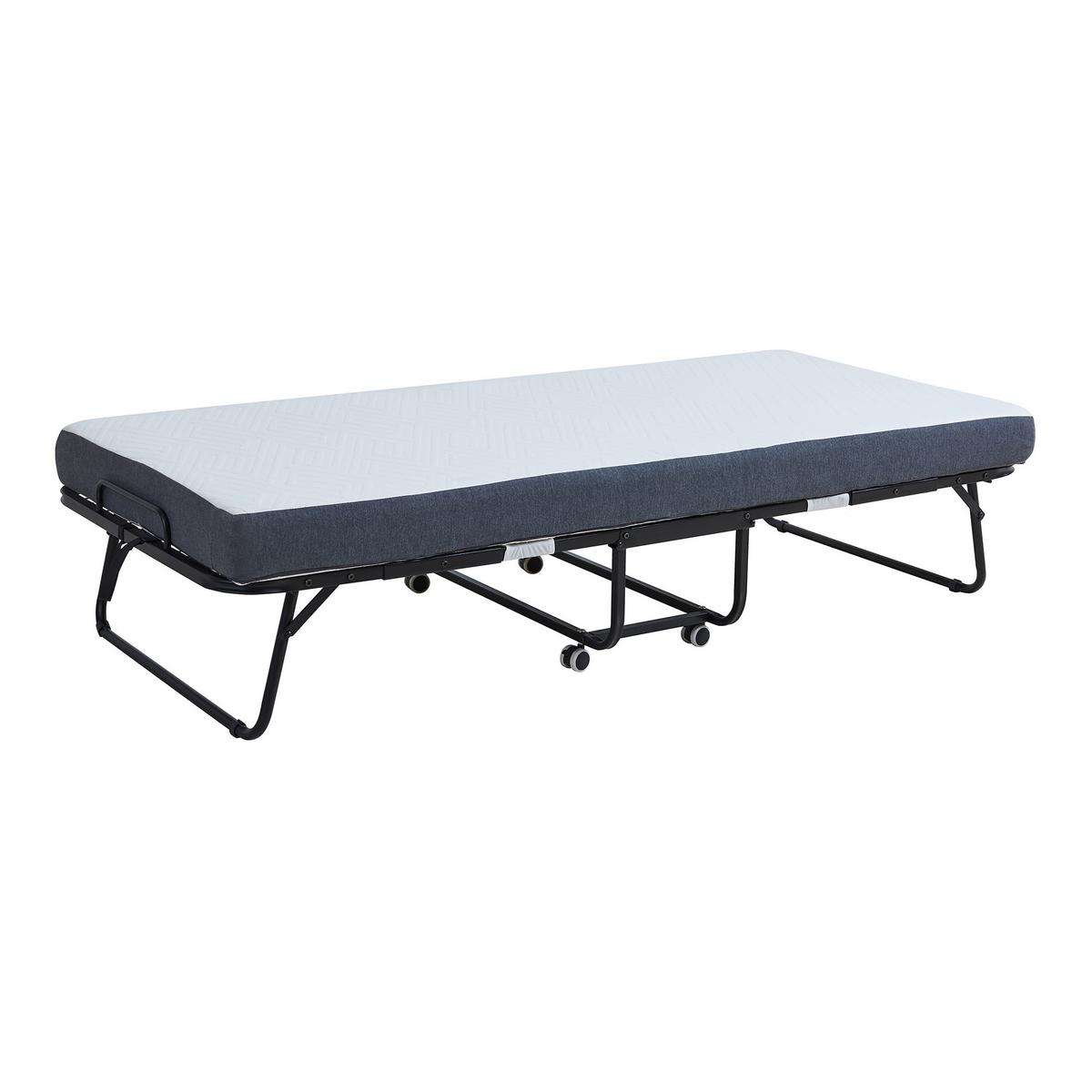METALL-KLAPPBETT Borjavle - Schwarz, Kunststoff/Textil (90/200cm) - [en.casa]