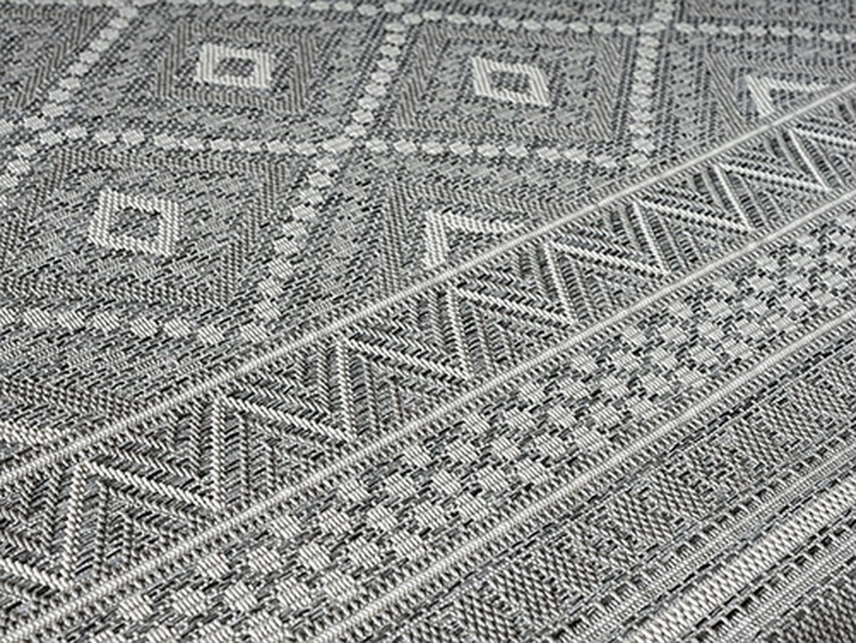 TEPPICH Flachgewebe ESERA Ethno-Rauten Polypropylen Grau 240 x 340 cm - Grau, Textil (240/340cm) - KADIMA DESIGN