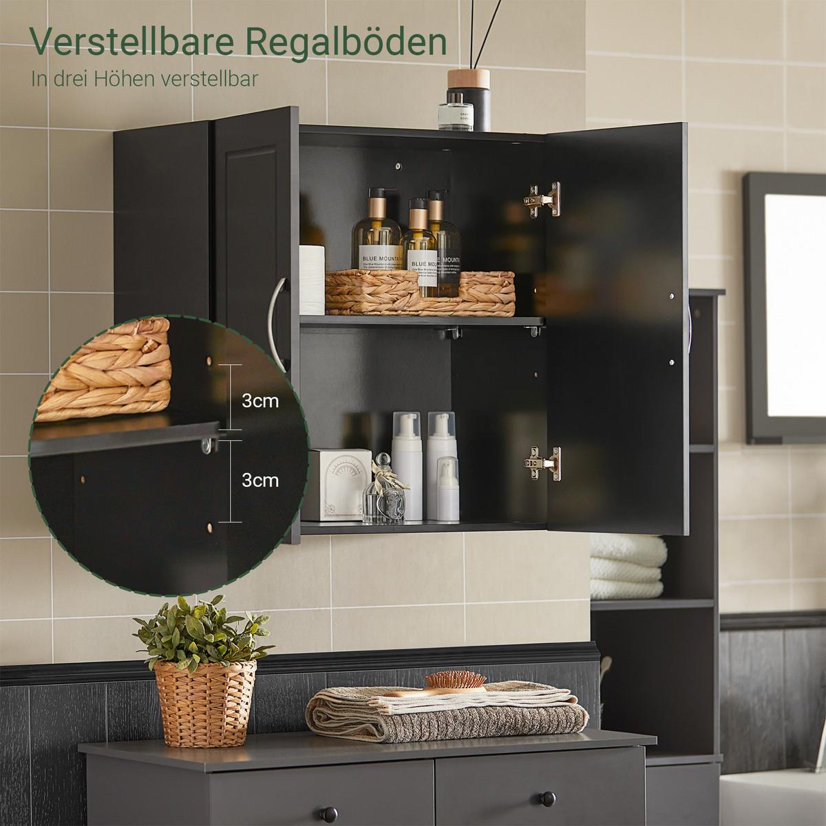 HÄNGESCHRANK Schwarz - Schwarz, Holzwerkstoff (60/60/30cm) - SoBuy