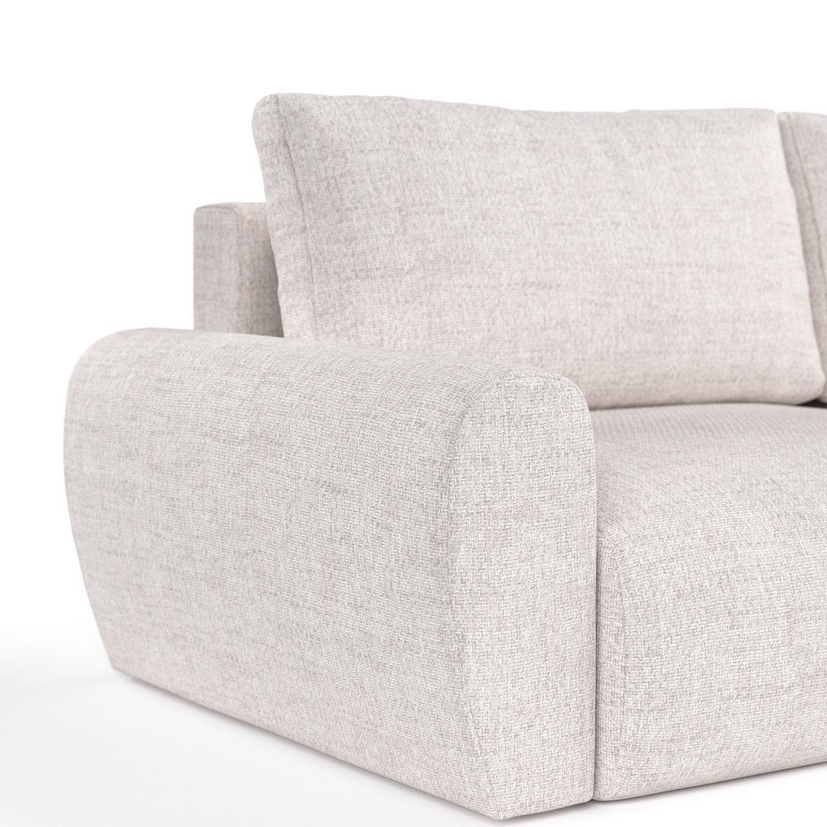 ECKSOFA OMARI mit Schlaffunktion Hellbeige im Neve Stoff - Sandfarben/Schwarz, Holz/Holzwerkstoff (253/153cm) - AltaBeds