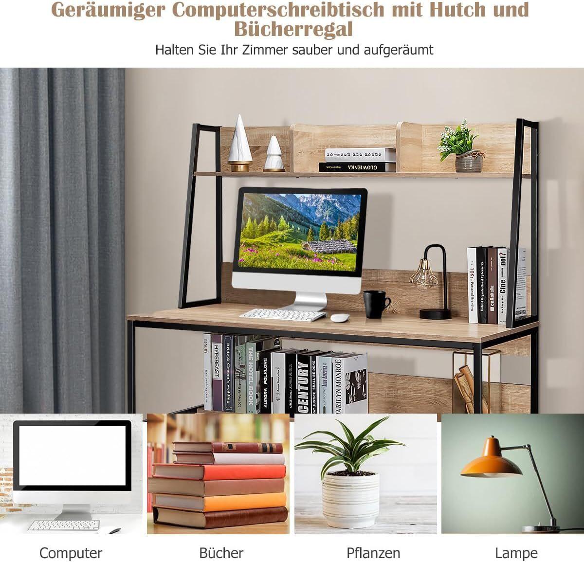 SCHREIBTISCH 140cm Natur - Naturfarben, Holz (57/120/140cm) - COSTWAY