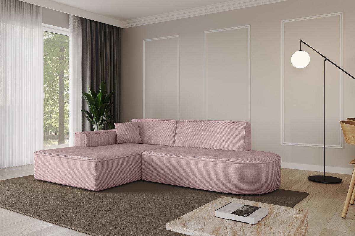 ECKSOFA Ottomane Links IREA-L1-v4 - 232x165x77 cm Rosa - Rosa, Holzwerkstoff/Textil (232/165cm) - ALTDECOR