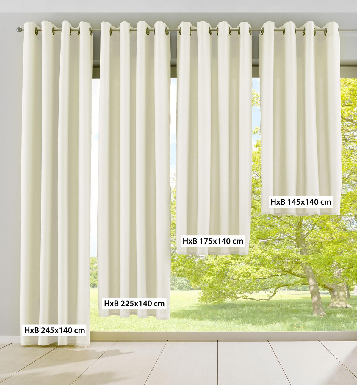 VORHANG 2ER SET PALERMO HxB 175x140 cm Creme - Creme, Textil (140/175cm) - Gardinenbox