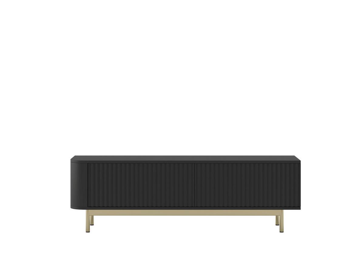 TV-LOWBOARD Aurora Schwarz matt 140 cm mit goldenem Metallrahmen - Goldfarben/Schwarz, Holzwerkstoff/Metall (140/44/35cm) - Meble Lindner