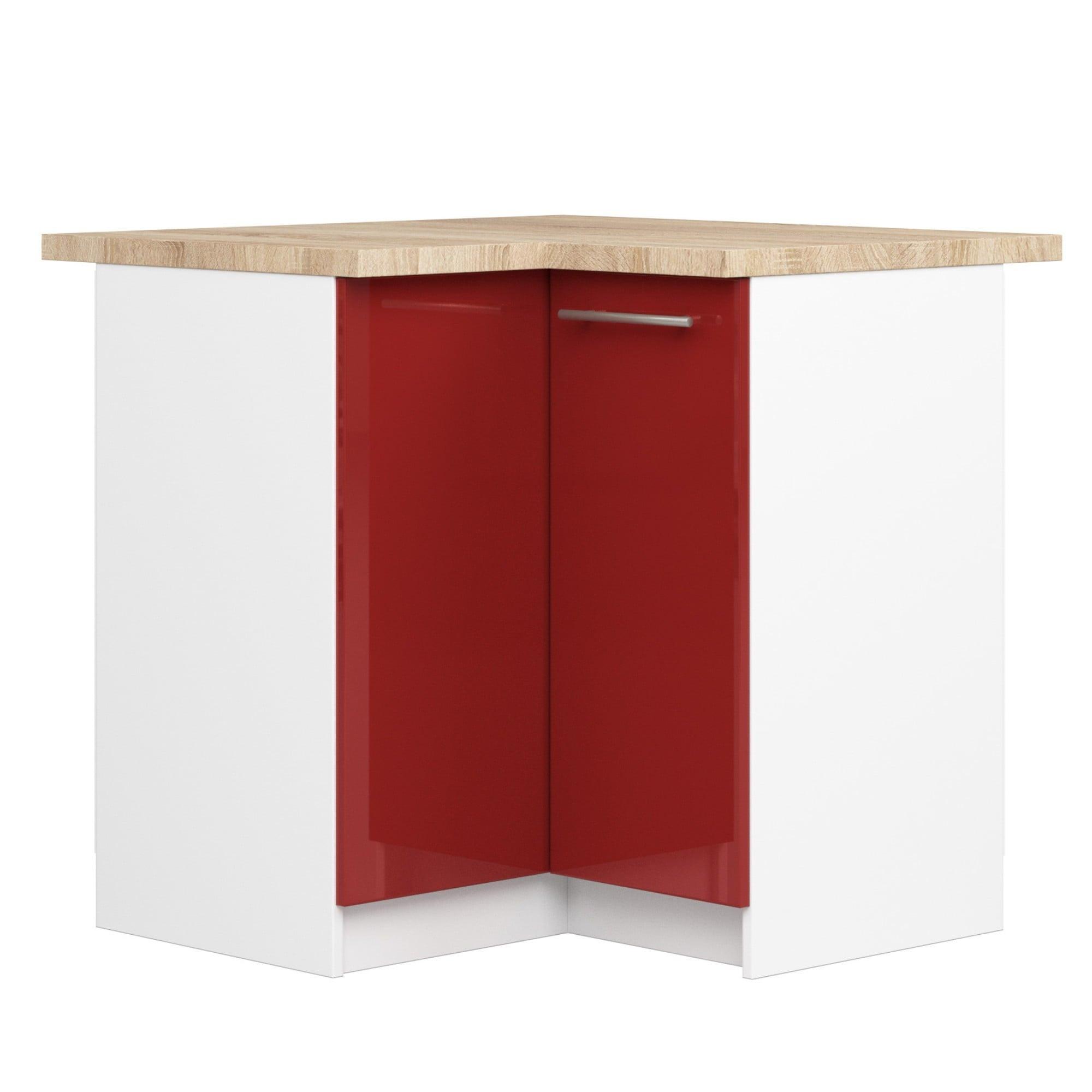 UNTERSCHRANK Weiß, Rot Glanz 85/90/46 - Rot/Weiß, Holzwerkstoff (90/85/46cm) - RAUMHIRSCH FURNITURE
