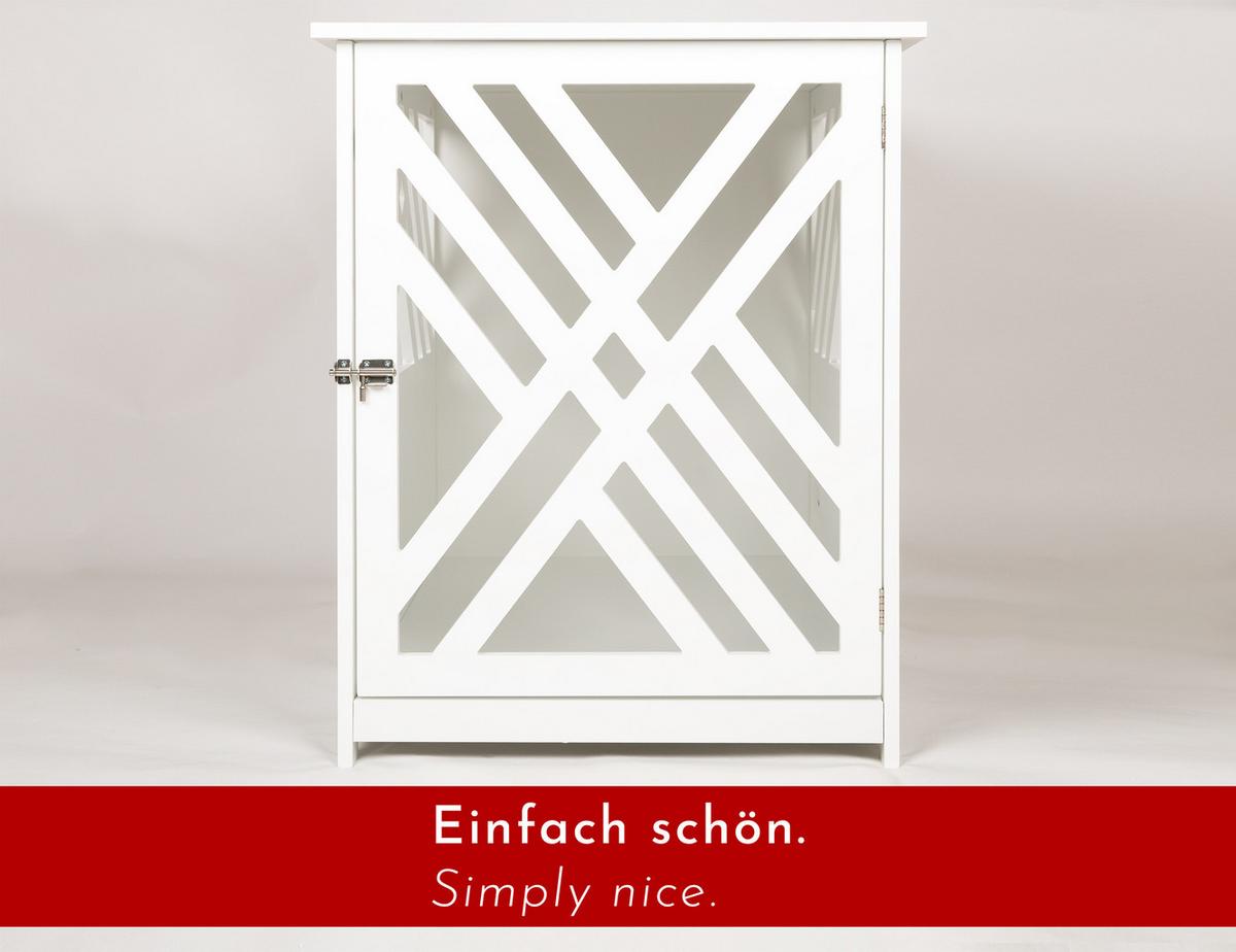 HUNDEKÄFIG aus Holz für Zuhause, mit Beistelltisch, Indoor 90x60 cm - Weiß, Holz (91/74/60cm) - WONDERMAKE