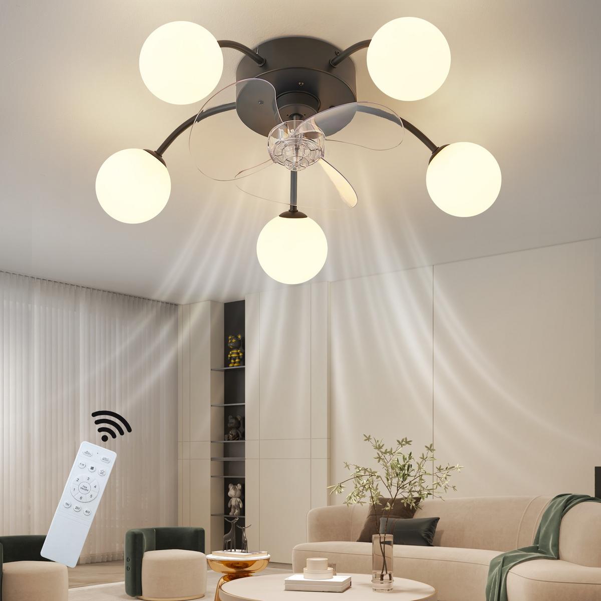 DECKENVENTILATOR Ularen 50/10/17 cm - Schwarz/Weiß, Kunststoff/Metall (50/10/17cm) - ZMH