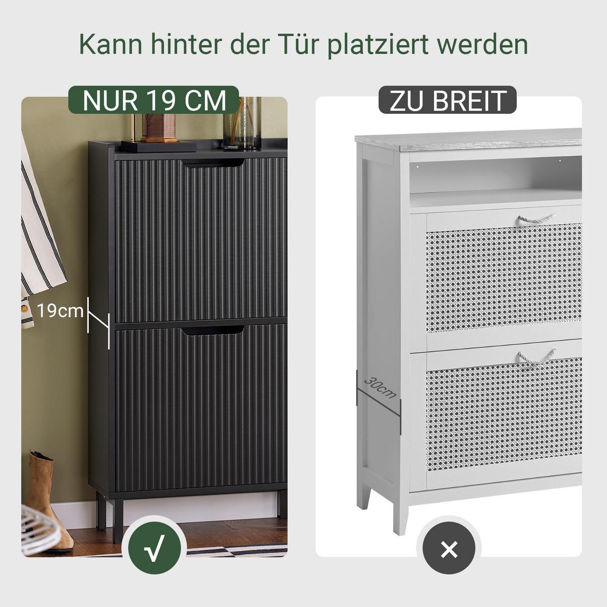 SCHUHSCHRANK Schwarz - Schwarz, Holzwerkstoff/Metall (50/90/19cm) - SoBuy