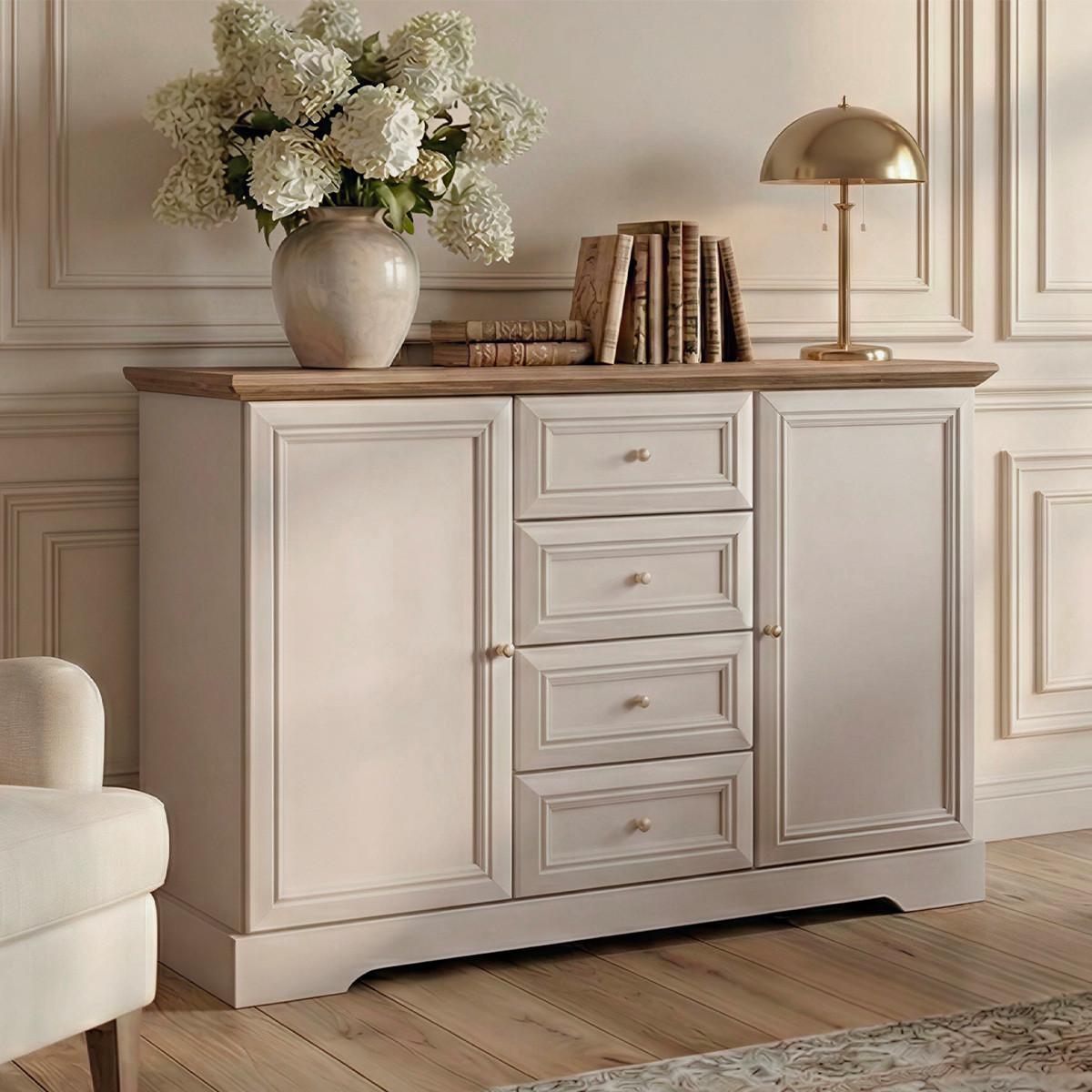 SIDEBOARD Dulci Kaschmir und Holz - Beige, Holzwerkstoff (124.7/91.5/46.2cm) - Petits-meubles