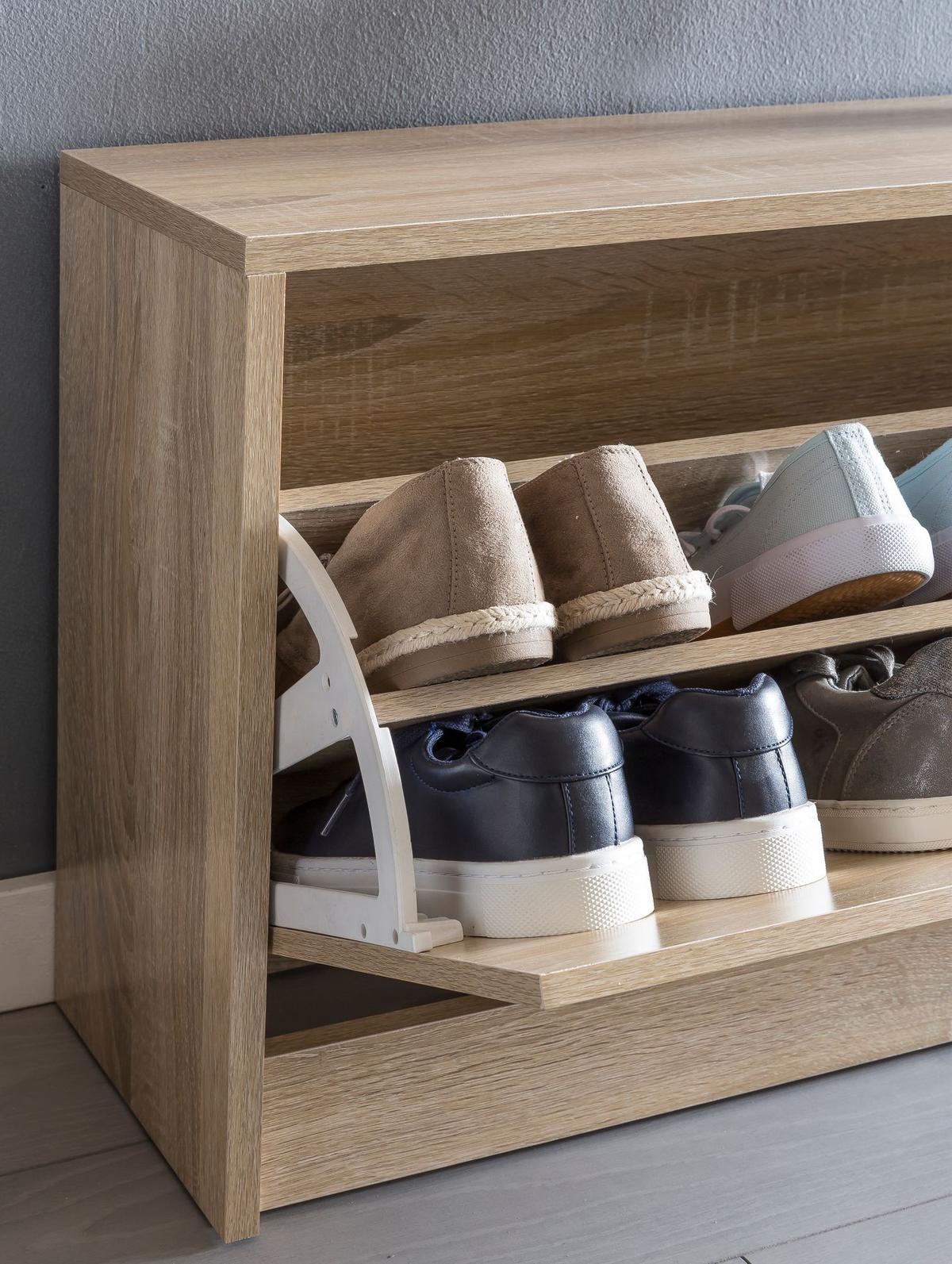 SCHUHKIPPER Holz mit 1 Fach und Ablage, Sonoma 80x24x47 cm - Beige/Braun, Holzwerkstoff (80/47/24cm) - KADIMA DESIGN