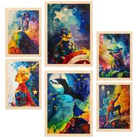 POSTER Set Mit 6 Superhelden A3 & A4 Rahmen Aus Hellem Holz - Beige, Papier (29/3cm) - Nacnic