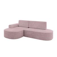 ECKSOFA mit Schlaffunktion und Bettkasten Ottomane Links MARI-L1-S - 283x167x73 cm Rosa Cord - Schwarz/Rosa, Holzwerkstoff/Kunststoff (283/167cm) - ALTDECOR