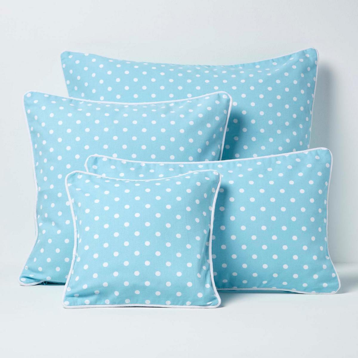 KISSENHÜLLE Polka Dots 30/50 cm, 100% Baumwolle - Blau, Textil (30/50cm) - Homescapes