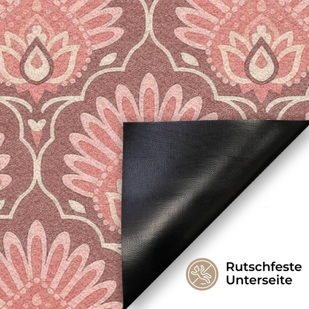 FUSSMATTE Fächermotiv - Muster - Rosa Türmatte 60x40 cm - Altrosa, Kunststoff (60/0.4cm) - MuchoWow