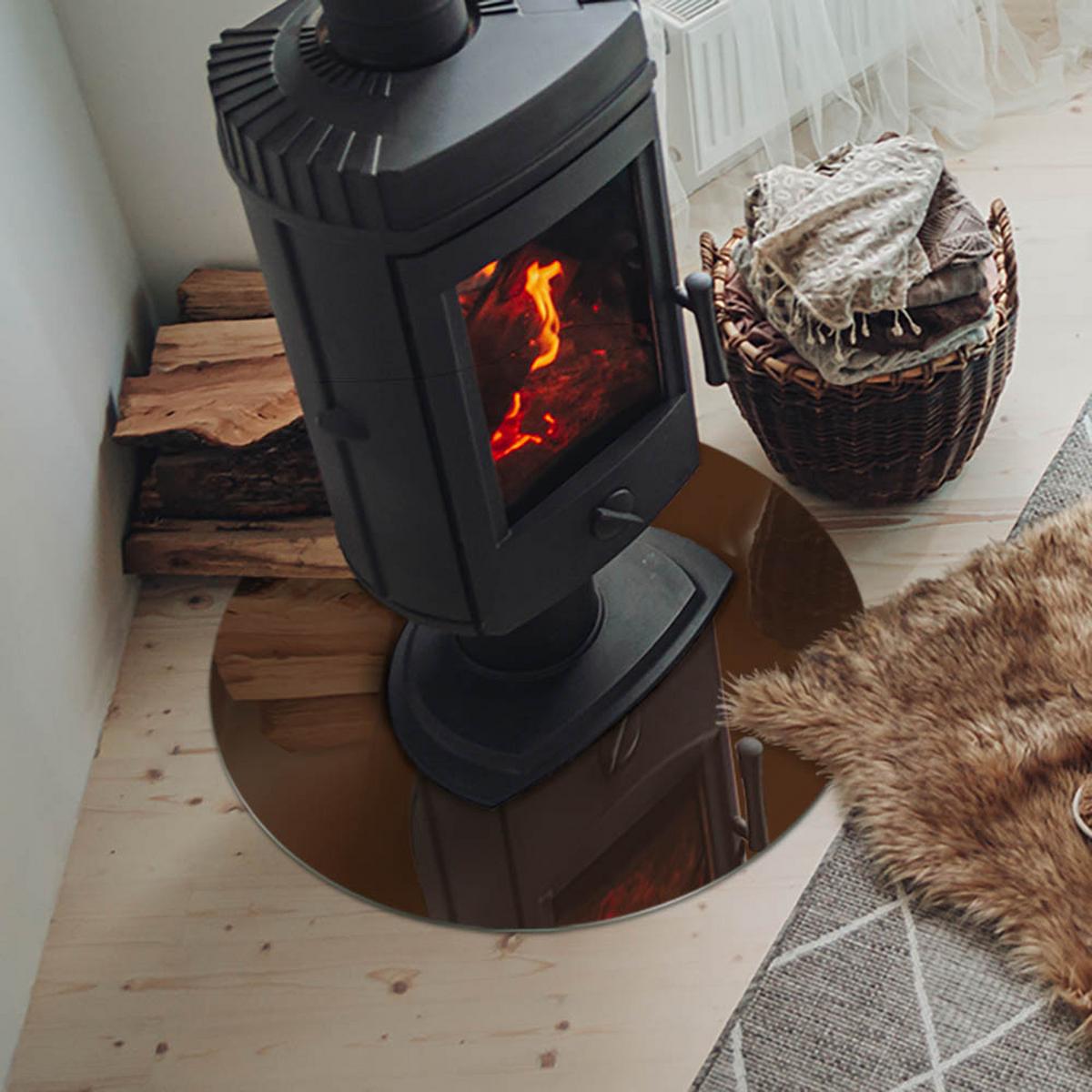 GLASPLATTE für Kamin Ø 60 cm - Braun, Glas (60/60/0.4cm) - TULUP