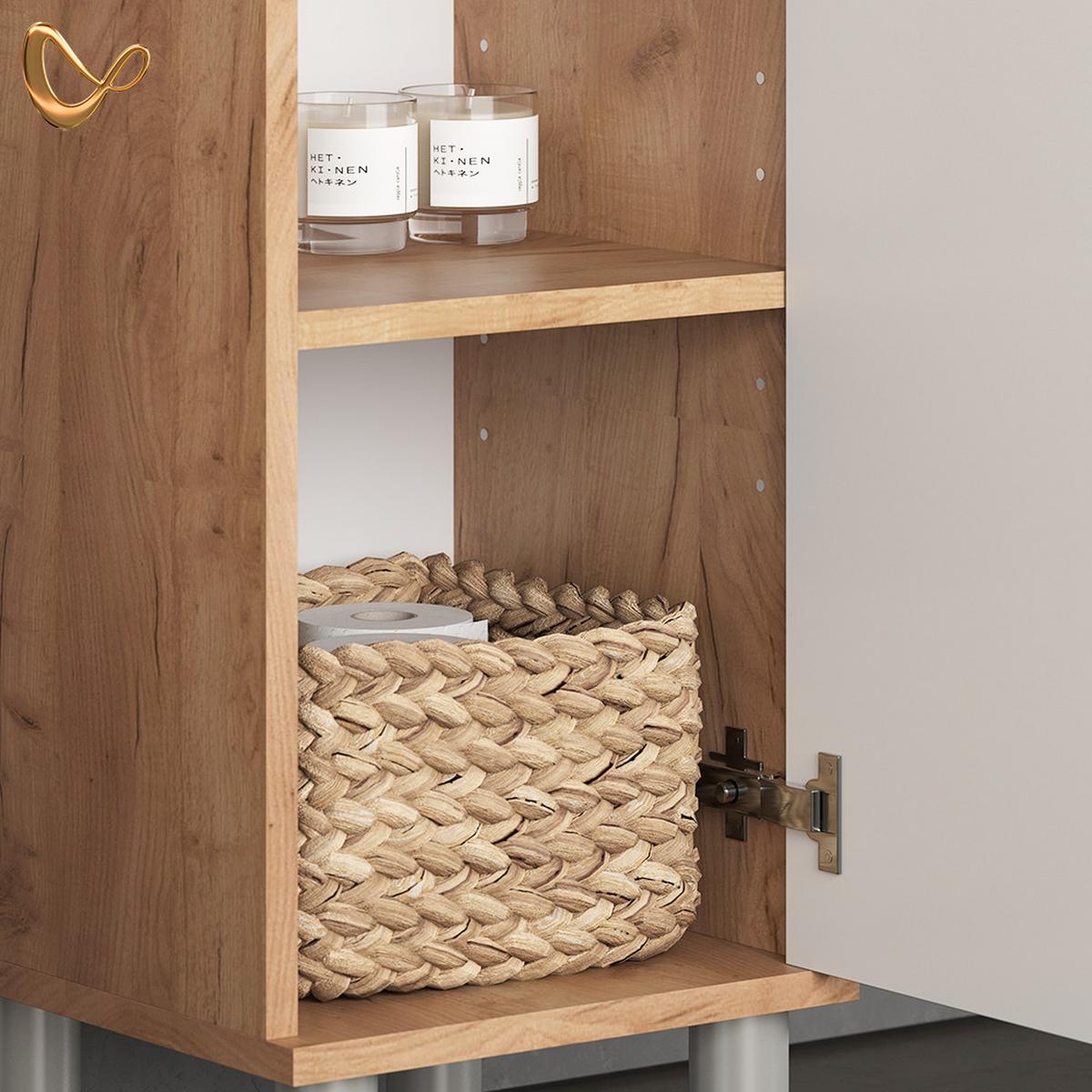 BADMÖBEL-SET Fucino Grün 4 Teile, mit Midischränke - Grün, Holzwerkstoff (60/54/32cm) - Livinity®