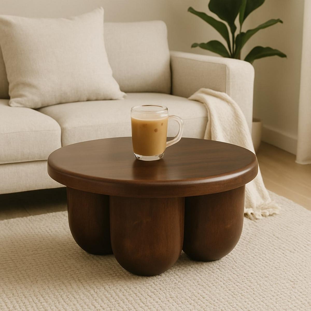 COUCHTISCH mit Wine-Wood-Oak-Finish, abgerundete säulenartige Beine, dunkelbraun - Dunkelbraun, Holz (80/80/36cm) - Artisan Furniture