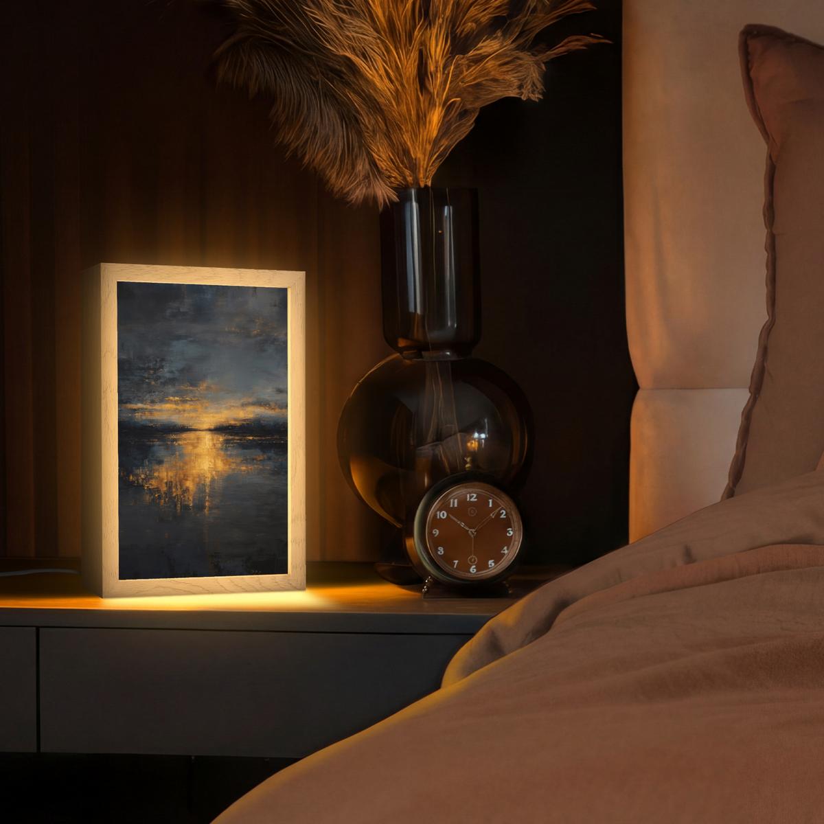 TISCHLEUCHTE Goldene Reflexion auf dem Wasser 20x30 cm - Beere, Holzwerkstoff (8/20/30cm) - OnlyWow