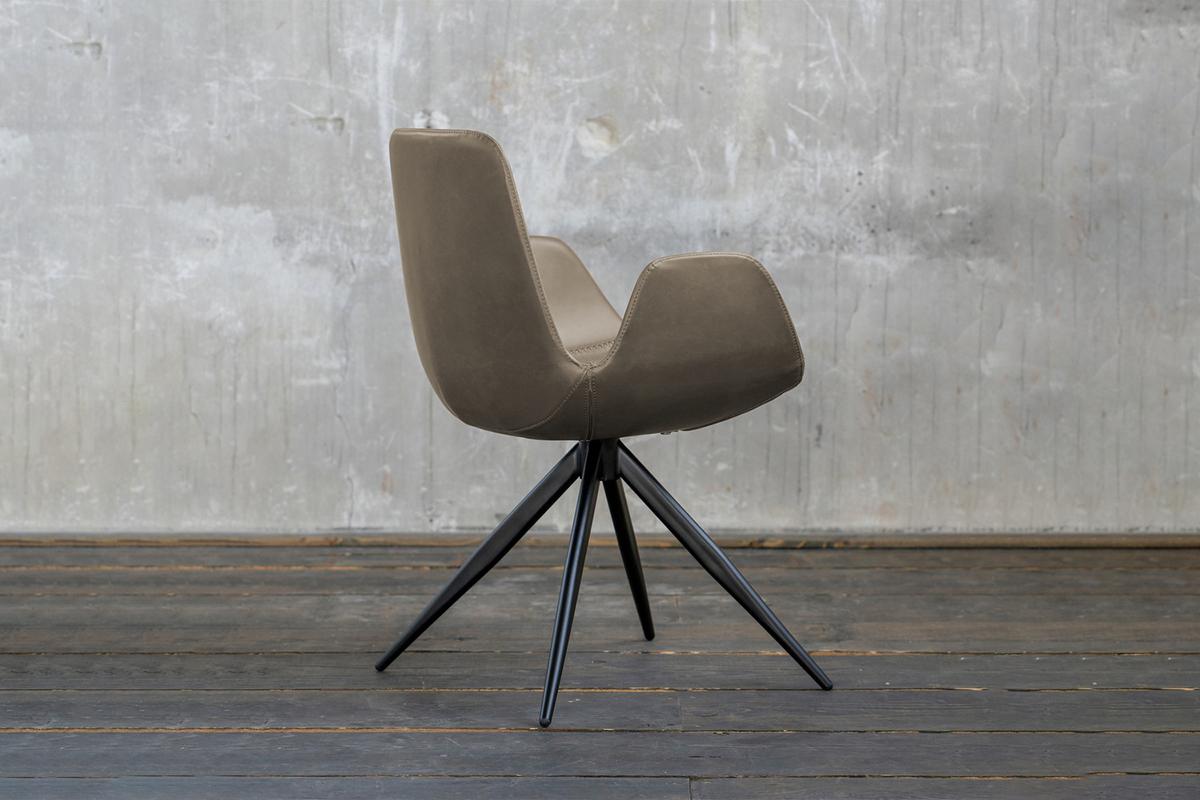 DREHSTUHL QUEN Grau Kunstleder Drehbar (180°) - Grau, Leder (55/82/55cm) - KAWOLA