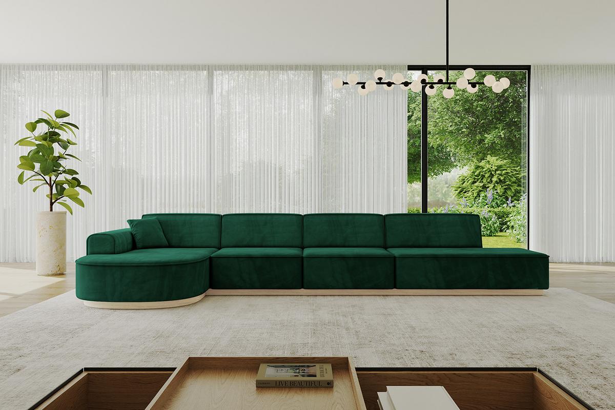 ECKSOFA Ottomane Links ARRIO-L3 - 413x171x83 cm Dunkelgrün - Grün, Holzwerkstoff/Textil (413/171cm) - ALTDECOR