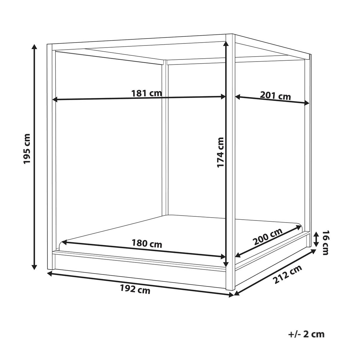 HIMMELBETT Holz 180/200 cm Hellbraun Herliere - Hellbraun, Holz (180/200cm) - Beliani