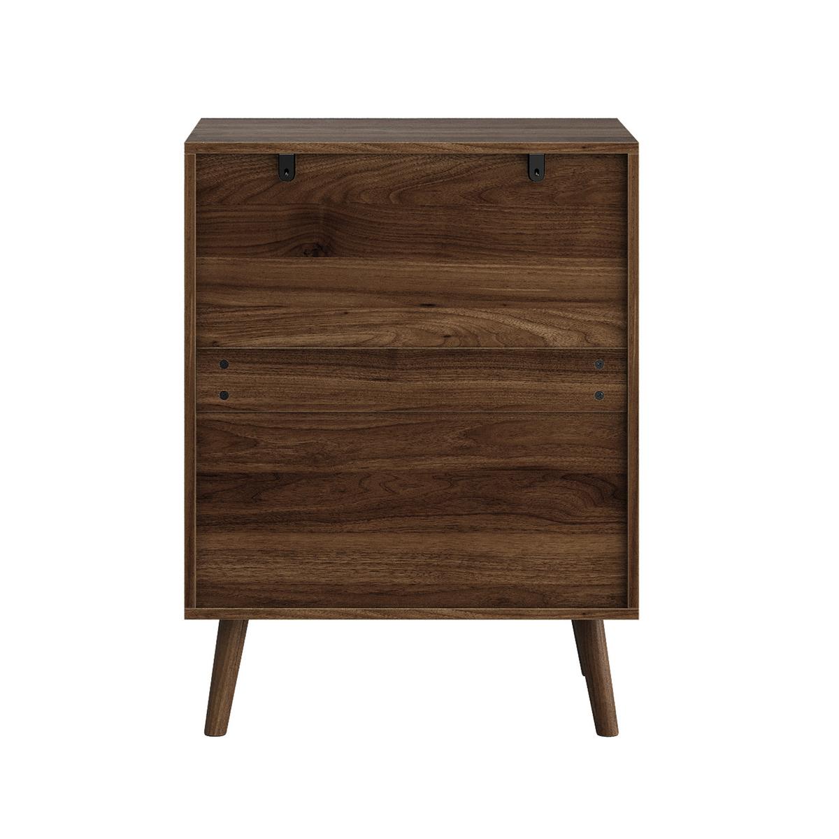SIDEBOARD walnuss-optik & rillen-design mit 3 schubladen & massivholzbeinen - Walnussfarben, Holzwerkstoff (60/78/40cm) - Urban Meuble