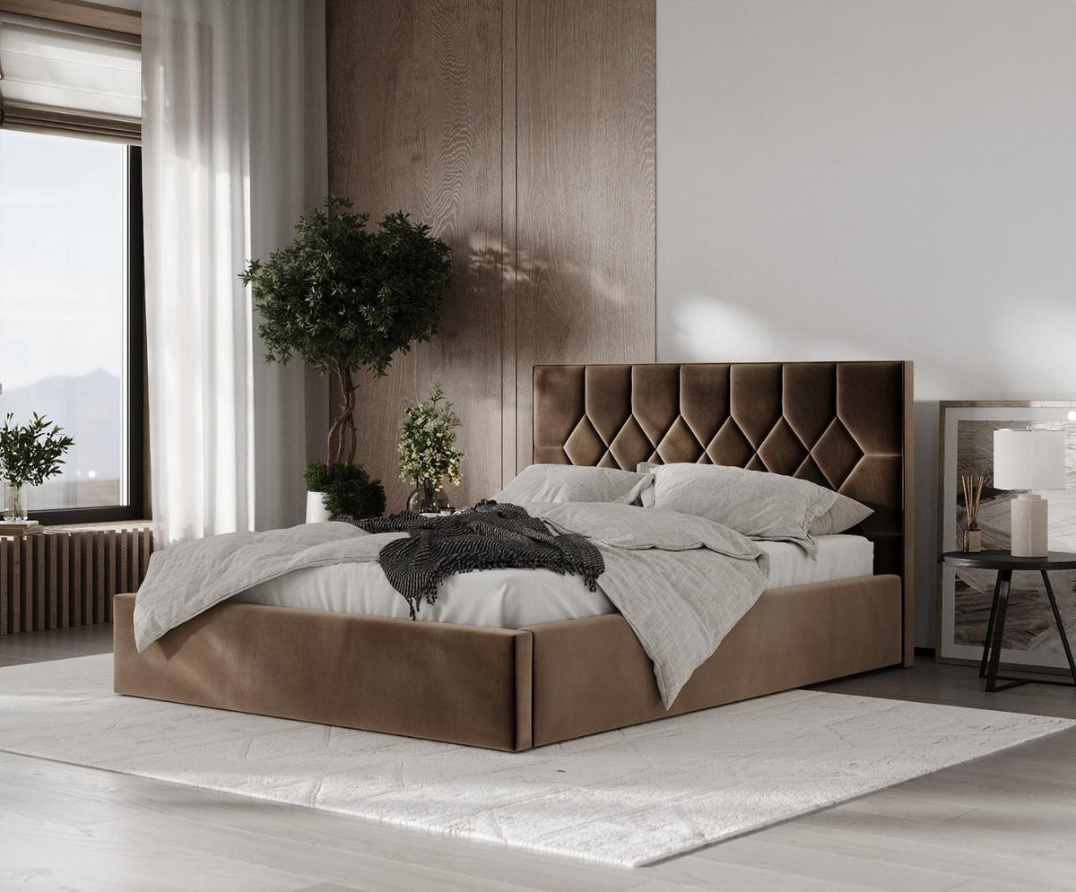 POLSTERBETT Brisa 180/200 cm Braun im Paros Stoff - Schwarz/Naturfarben, Holz/Holzwerkstoff (180/200cm) - AltaBeds