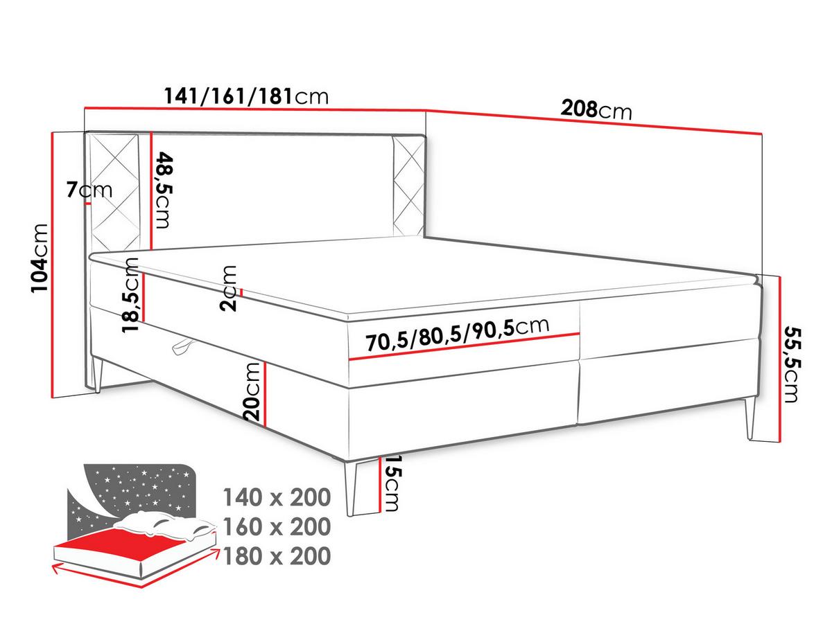BOXBETT Portes - H3 - Schwarz, Holzwerkstoff/Textil (160/200cm) - MIRJAN24