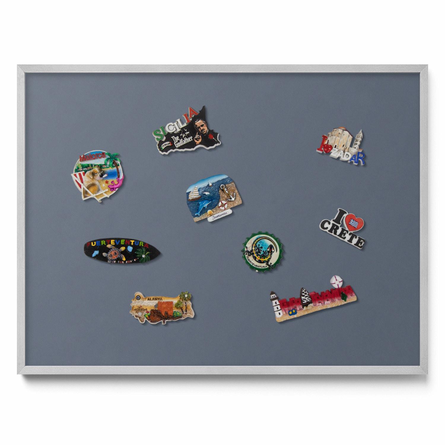 MAGNETTAFEL 80x60 cm Silberner Rahmen Kühles Grau - Silbereichenfarben, Metall (80/60/0.4cm) - TULUP
