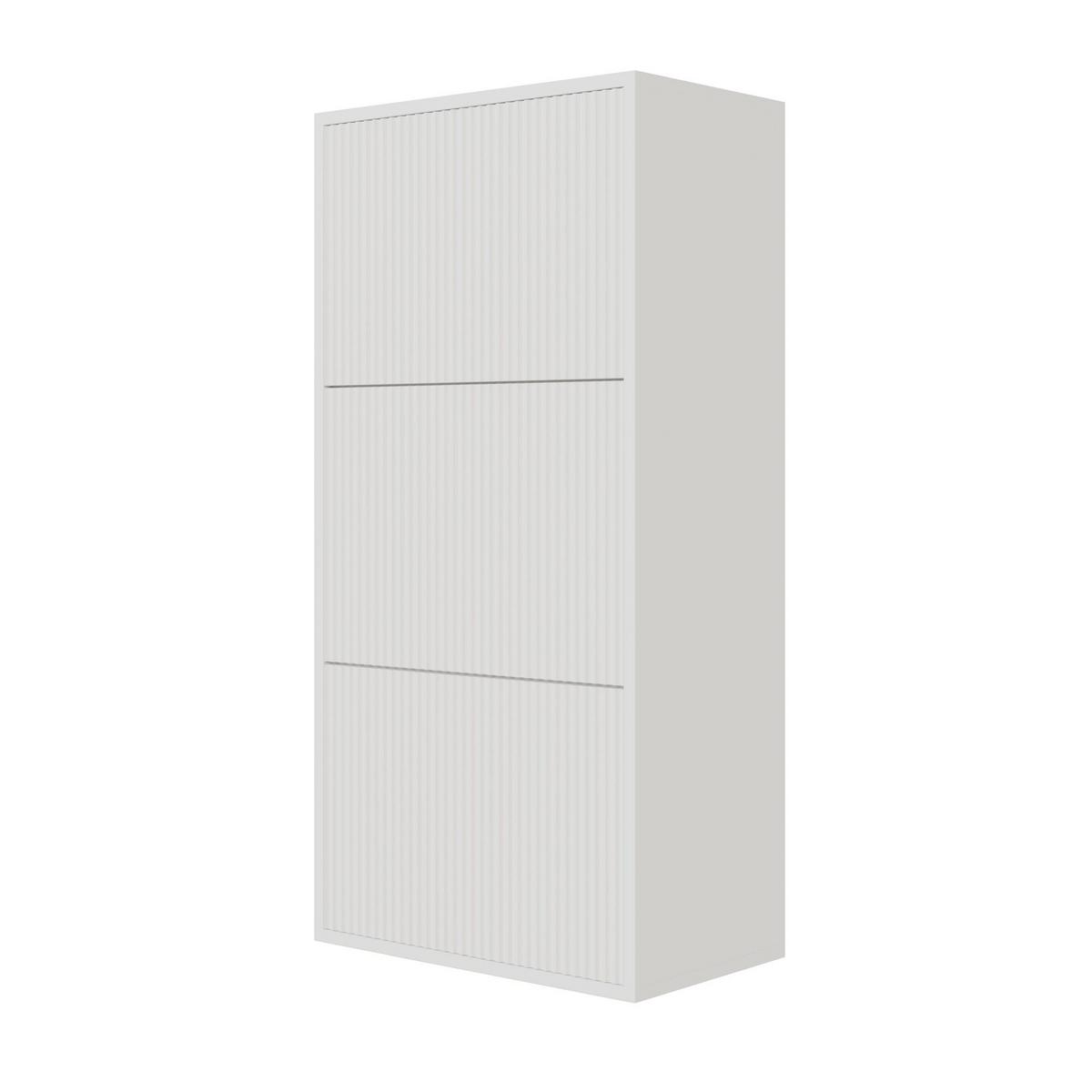 WAND-SCHUHSCHRANK Veldio mit 3 Klappen Weiß 50 cm - Weiß, Holzwerkstoff (50/103/30cm) - Selsey