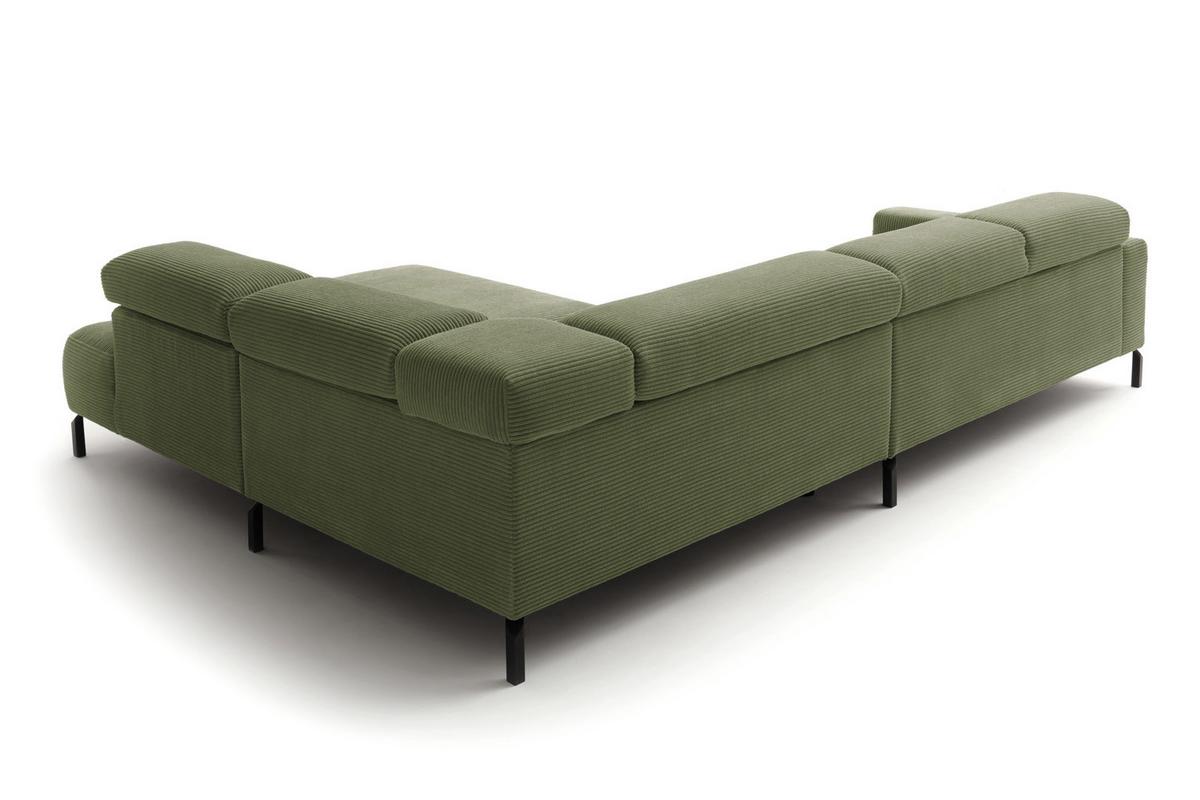 ECKSOFA DELIA Grün Cord - Schwarz/Olivgrün, Textil/Metall (312/219cm) - KAWOLA