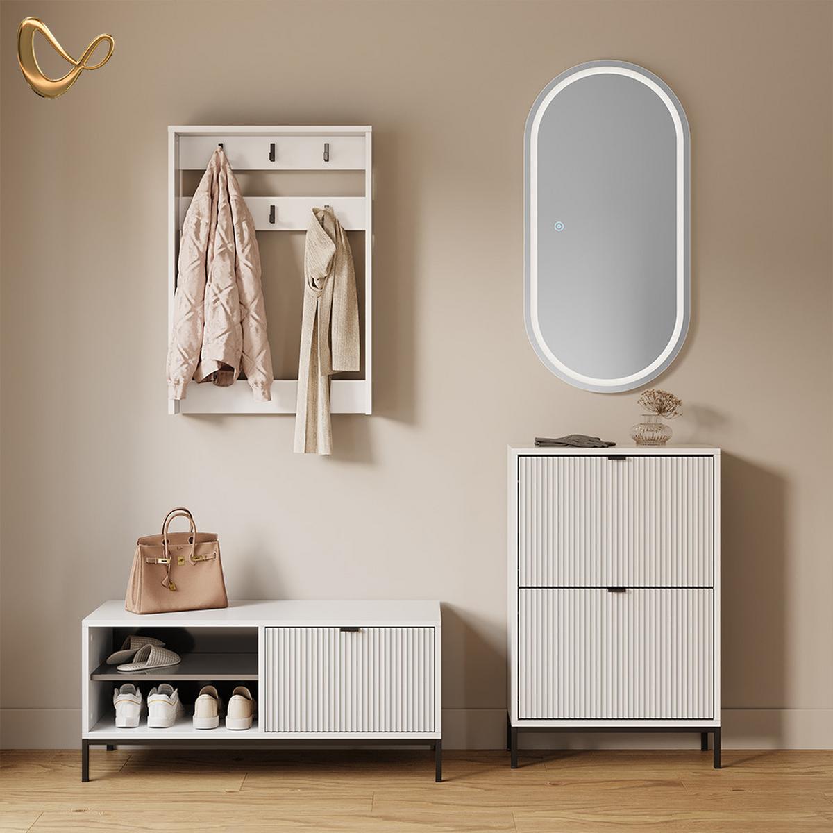 GARDEROBE Aterno Weiß Set, 2 Teile - Weiß, Holzwerkstoff (60/92/24cm) - Livinity®