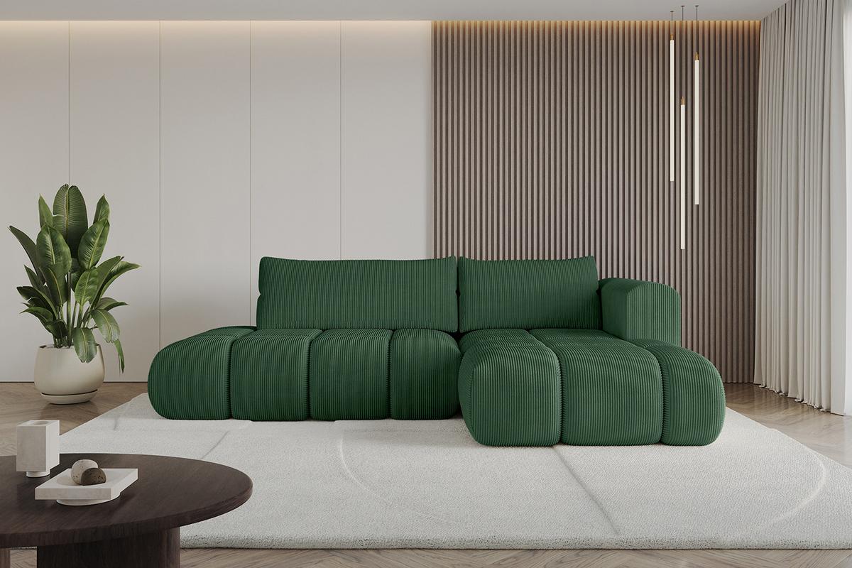 ECKSOFA Ottomane Rechts CLOUD-L 280x185x90 Grün Cord - Grün, Holzwerkstoff/Kunststoff (185/280cm) - ALTDECOR
