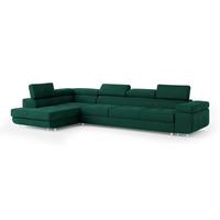 ECKSOFA VICENTE Grün Velours-Stoff mit Schlaffunktion - Grün, Holz (346/202cm) - MASSENO